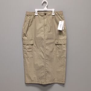 Calvin Klein 100% Cotton Tan Skirt With Back Slit. Size 6 NWT